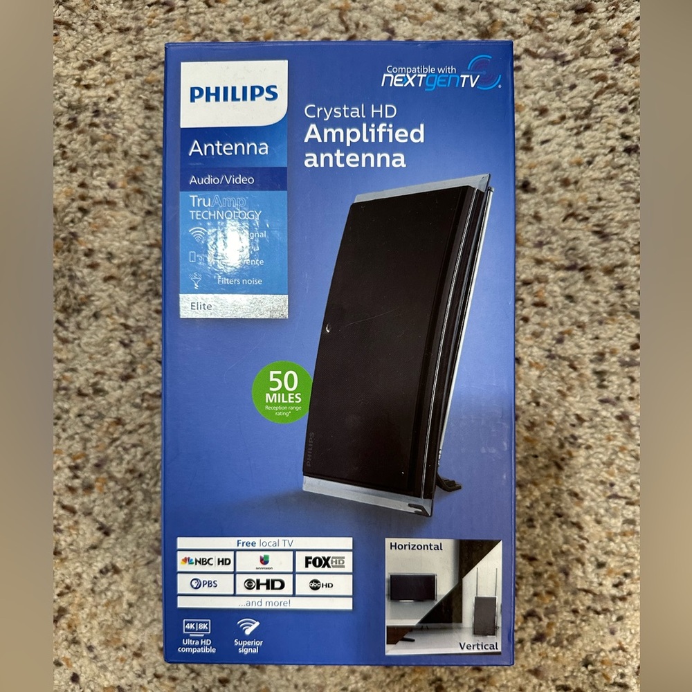 Philips Crystal HD Indoor Amplified TV Antenna